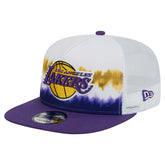 Los Angeles Lakers Dip-Dye 9FIFTY A-Frame Trucker Snapback Hat - White/Purple | New Era shop