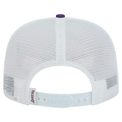 Los Angeles Lakers Dip-Dye 9FIFTY A-Frame Trucker Snapback Hat - White/Purple | New Era shop