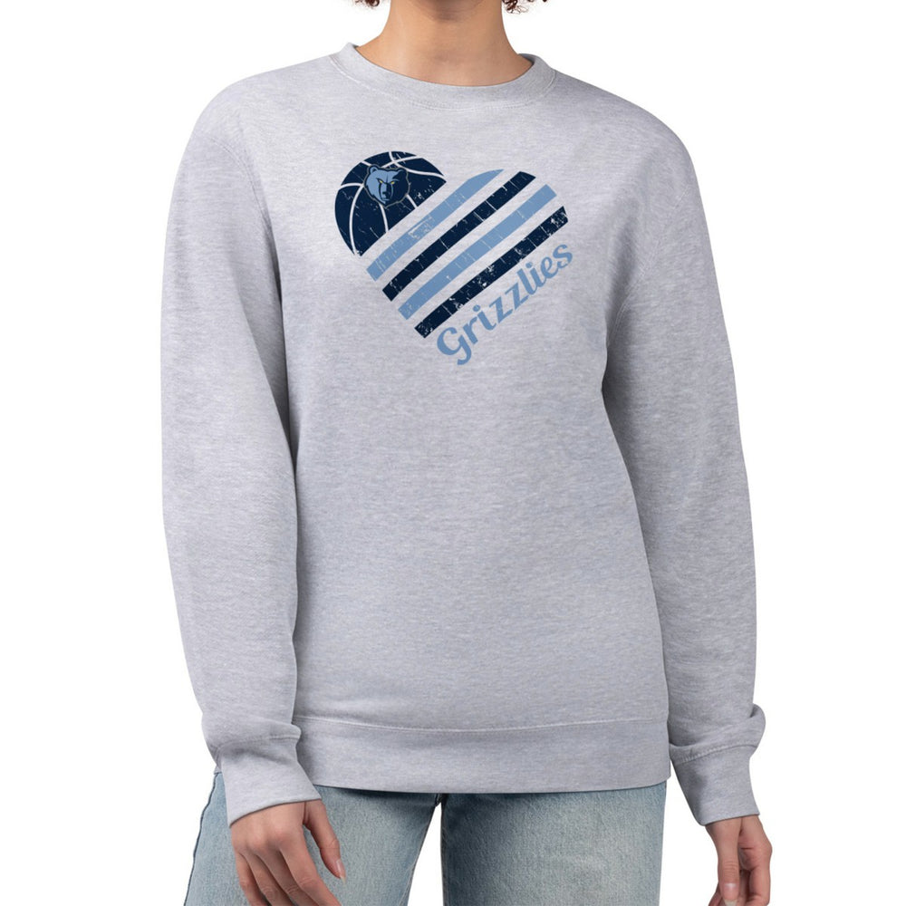 Memphis Grizzlies G-III 4Her by Carl Banks Women's Heart Graphic Fleece Pullover Sweatshirt - Heather Gray cheap