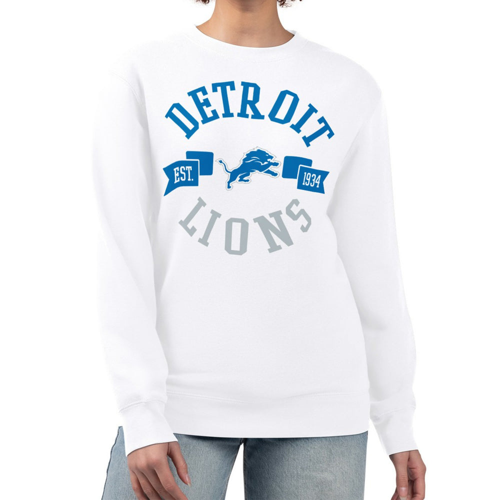 Detroit Lions G-III 4Her by Carl Banks Women's Large Team Graphic Fleece Pullover Sweatshirt - White discount