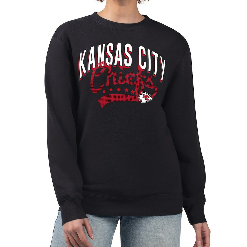 Kansas City Chiefs G-III 4Her by Carl Banks Women's Filigree Logo Graphic Fleece Pullover Sweatshirt - Black on sale