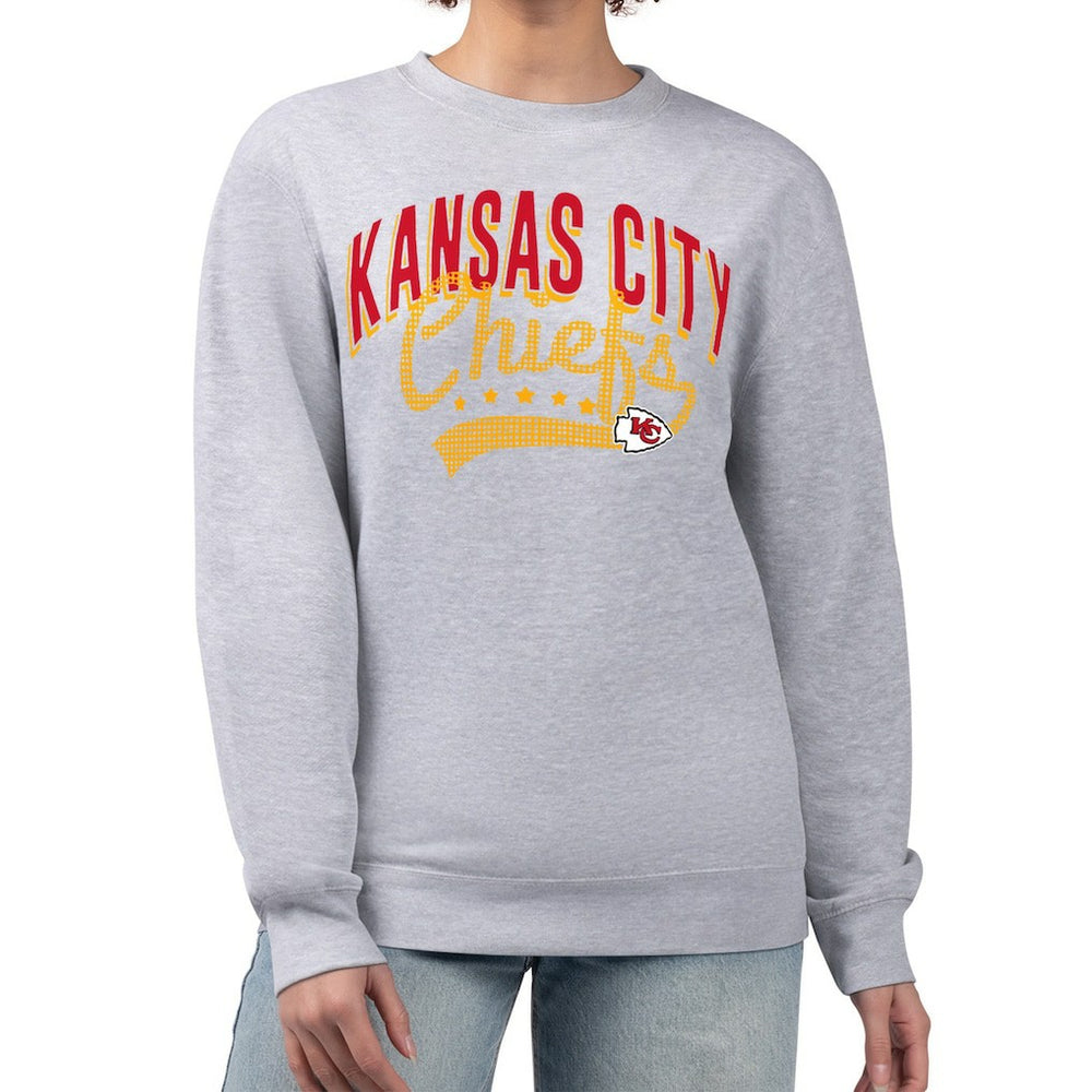 Kansas City Chiefs G-III 4Her by Carl Banks Women's Filigree Logo Graphic Fleece Pullover Sweatshirt - Heather Gray sale
