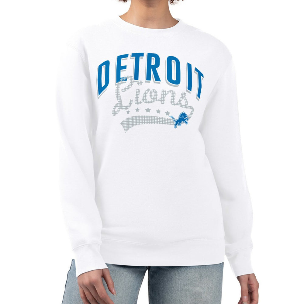 Detroit Lions G-III 4Her by Carl Banks Women's Filigree Logo Graphic Fleece Pullover Sweatshirt - White on sale