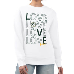 Green Bay Packers G-III 4Her by Carl Banks Women's Lots of Love Graphic Fleece Pullover Sweatshirt - White discount