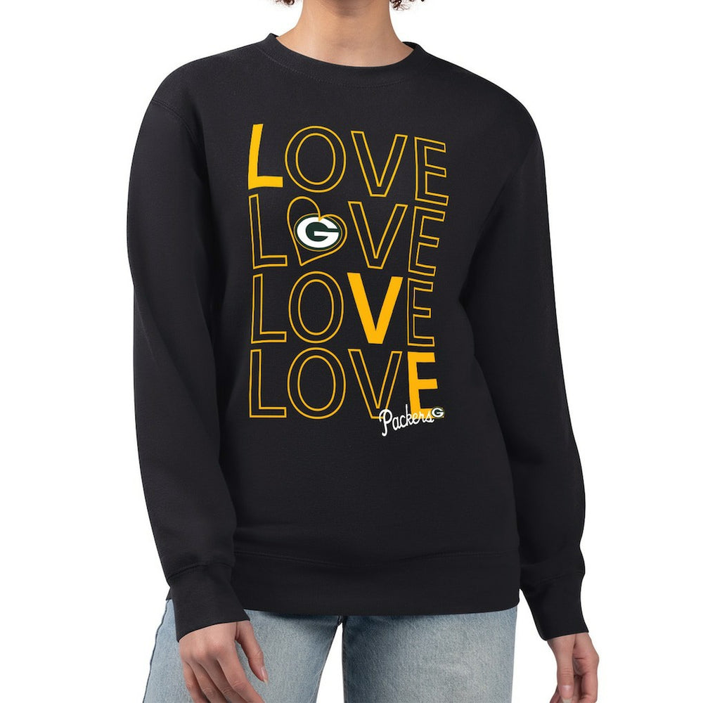Green Bay Packers G-III 4Her by Carl Banks Women's Lots of Love Graphic Fleece Pullover Sweatshirt - Black outlet