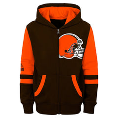 Cleveland Browns Youth Stadium Color-Block Full-Zip Hoodie - Brown sale