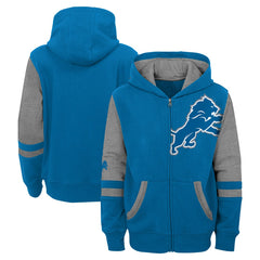 Detroit Lions Youth Stadium Color-Block Full-Zip Hoodie - Blue discount