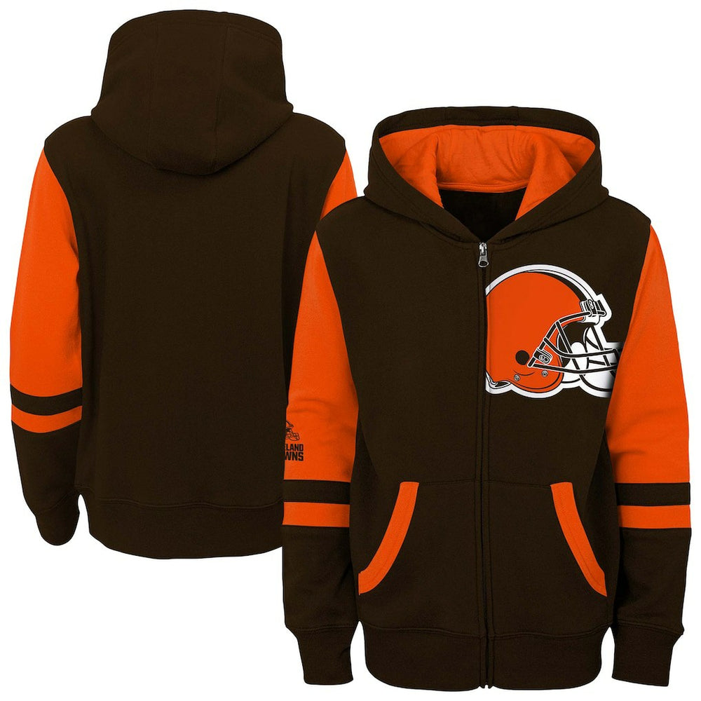 Cleveland Browns Preschool Stadium Color Block Full-Zip Hoodie - Brown sale