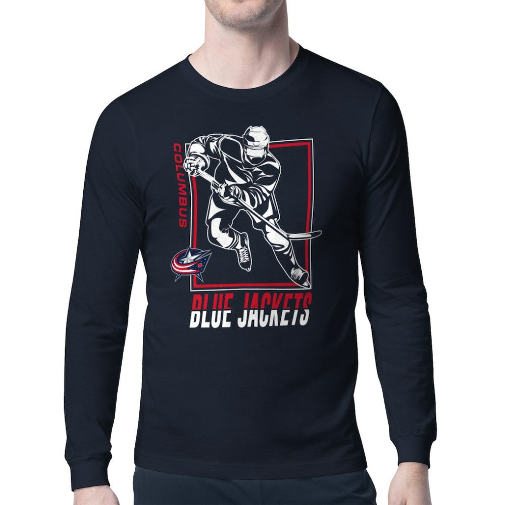Columbus Blue Jackets Starter Player Grid Long Sleeve T-Shirt Navy