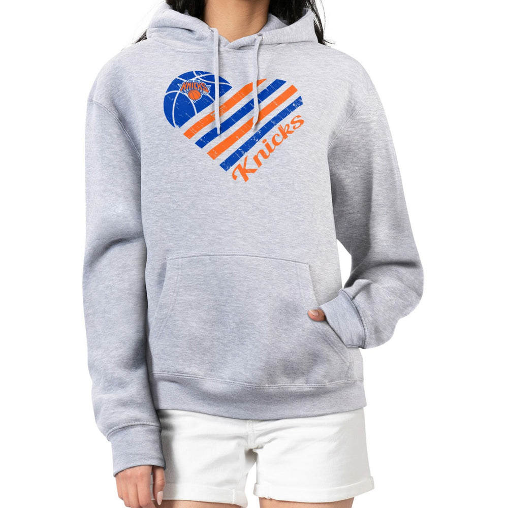 New York Knicks G-III 4Her by Carl Banks Women's Heart Pullover Hoodie - Heather Gray sale