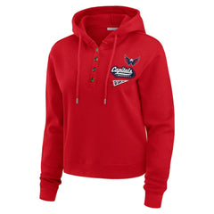 Washington Capitals WEAR by Erin Andrews Women's Waffle-Knit Pullover Hoodie Red