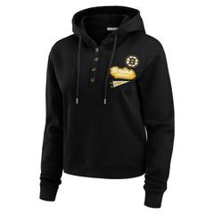 Boston Bruins WEAR by Erin Andrews Women's Waffle-Knit Pullover Hoodie Black