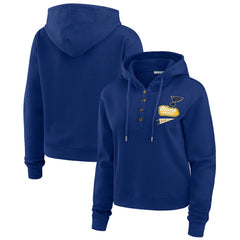 St. Louis Blues WEAR by Erin Andrews Women's Waffle-Knit Pullover Hoodie Blue