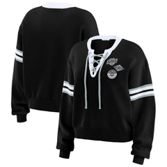 Los Angeles Kings WEAR by Erin Andrews Women's Cropped Lace-Up Sweater Black