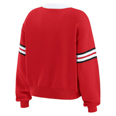 Detroit Red Wings WEAR by Erin Andrews Women's Cropped Lace-Up Sweater Red