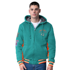 Miami Dolphins G-III Extreme No Huddle Commemorative Full-Zip Hoodie Jacket - Aqua on sale