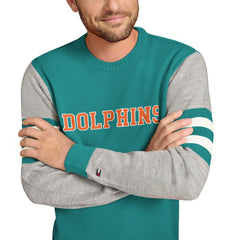 Miami Dolphins Tommy Hilfiger Acrylic Crewneck Pullover Sweater - Aqua/Heather Gray outlet