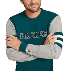Philadelphia Eagles Tommy Hilfiger Acrylic Crewneck Pullover Sweater - Green/Heather Gray sale