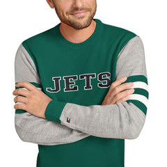 New York Jets Tommy Hilfiger Acrylic Crewneck Pullover Sweater - Green/Heather Gray discount