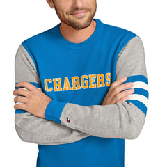Los Angeles Chargers Tommy Hilfiger Acrylic Crewneck Pullover Sweater - Powder Blue/Heather Gray cheap