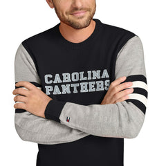 Carolina Panthers Tommy Hilfiger Acrylic Crewneck Pullover Sweater - Black/Heather Gray outlet