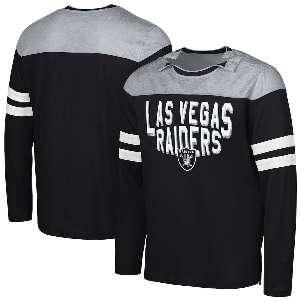 Las Vegas Raiders G-III Sports by Carl Banks Adaptive Hail Mary Long Sleeve T-Shirt - Black/Silver cheap
