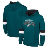 Philadelphia Eagles G-III Sports by Carl BanksMen's Adaptive Faceoff Pullover Hoodie - Midnight Green/Black cheap