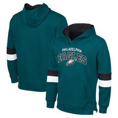 Philadelphia Eagles G-III Sports by Carl BanksMen's Adaptive Faceoff Pullover Hoodie - Midnight Green/Black cheap