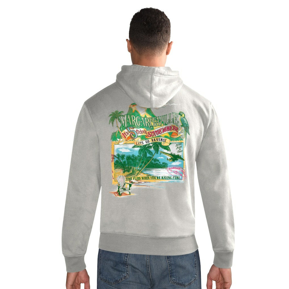 Baltimore Ravens Margaritaville Time Flies Garment Dyed Pullover Hoodie - Gray on sale