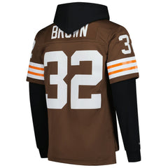Jim Brown Cleveland Browns Player Name & Number Hoodie Legacy Jersey - Brown sale