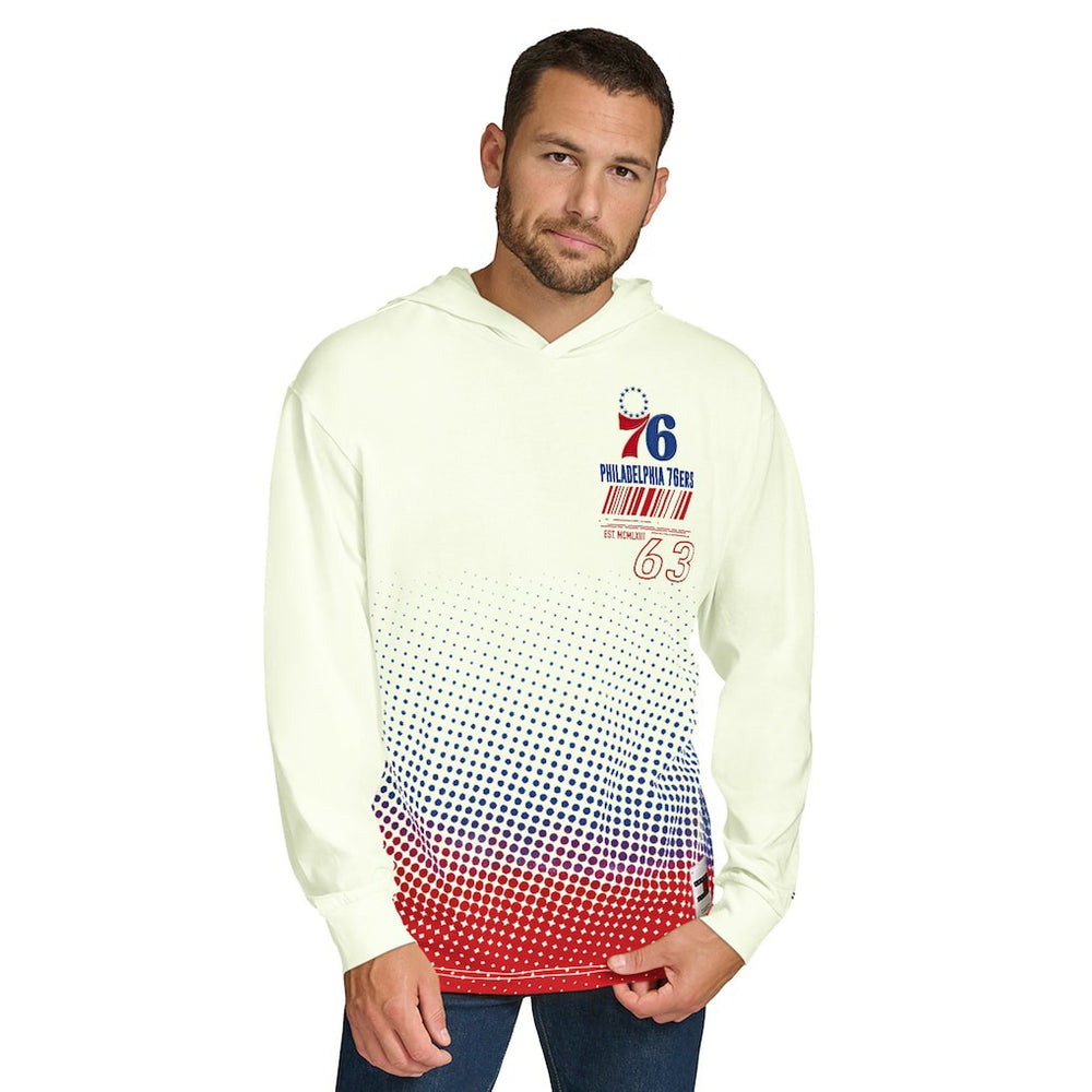 Philadelphia 76ers Tommy Jeans Ben Vintage Applique Long Sleeve Hoodie T-Shirt - Cream on sale