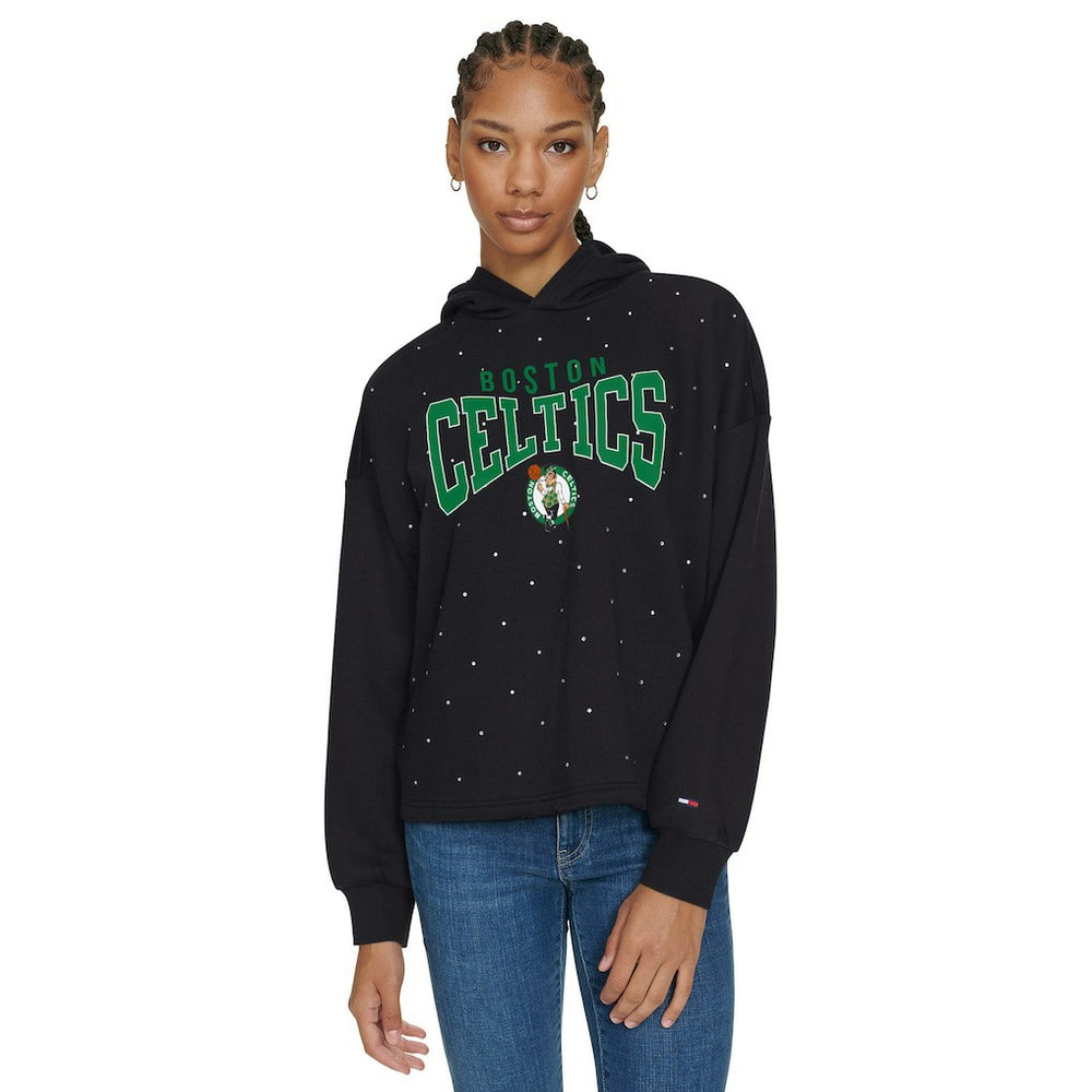 Boston Celtics Tommy Jeans Women's Stella Cropped Pullover Hoodie - Black cheap