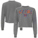 New York Knicks Sportiqe Women's Varsity Collection Kacey Cropped Pullover Sweatshirt - Heather Gray sale