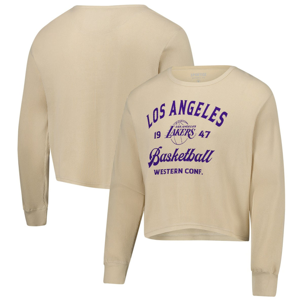 Los Angeles Lakers Sportiqe Unisex High Country Collection Cullen Waffle Knit Long Sleeve T-Shirt - Cream discount
