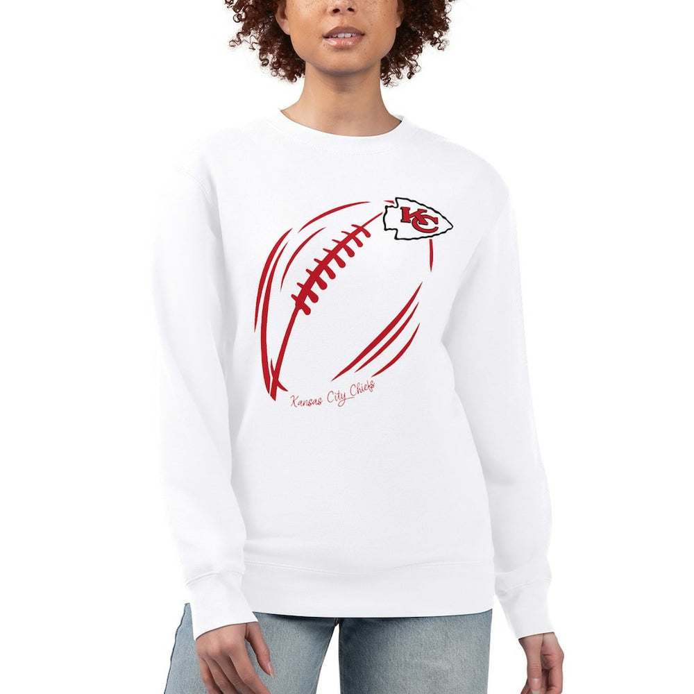 Kansas City Chiefs G-III 4Her by Carl Banks Women's Football Logo Graphic Fleece Tri-Blend Pullover Sweatshirt - White online