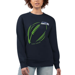 Seattle Seahawks G-III 4Her by Carl Banks Women's Football Logo Graphic Fleece Tri-Blend Pullover Sweatshirt - Navy sale