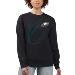 Philadelphia Eagles G-III 4Her by Carl Banks Women's Football Logo Graphic Fleece Tri-Blend Pullover Sweatshirt - Black online