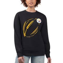 Pittsburgh Steelers G-III 4Her by Carl Banks Women's Football Logo Graphic Fleece Tri-Blend Pullover Sweatshirt - Black cheap