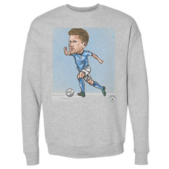 Kevin De Bruyne Manchester City 500 Level Cartoon Player Pullover Crewneck Sweatshirt - Heather Gray cheap