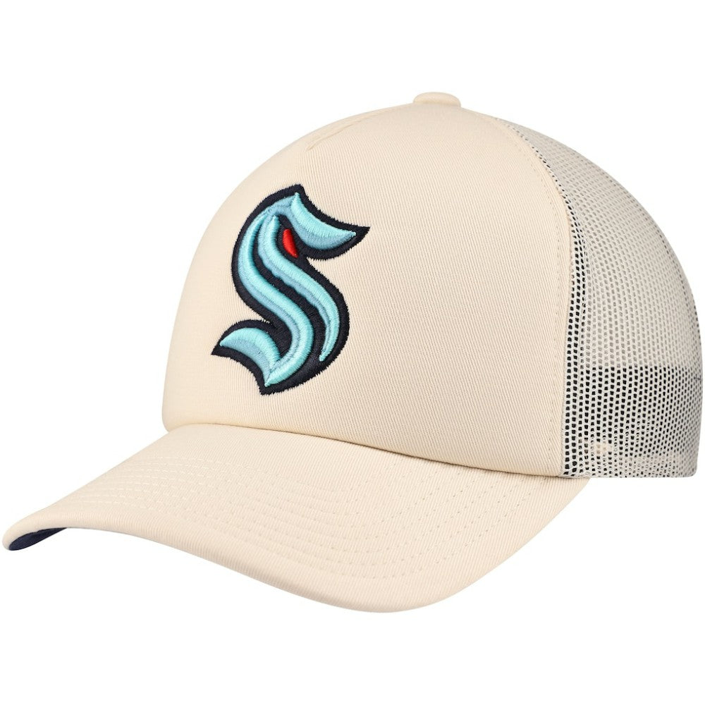 Seattle Kraken Mitchell & Ness Foam Front Trucker Adjustable Hat Cream