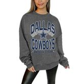 Dallas Cowboys Gameday Couture Women's Oversized Long Weekend Premium Fleece Drop Shoulder Pullover Sweatshirt - Charcoal discount