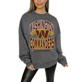 Washington Commanders Gameday Couture Women's Oversized Long Weekend Premium Fleece Drop Shoulder Pullover Sweatshirt - Charcoal sale