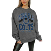 Indianapolis Colts Gameday Couture Women's Oversized Long Weekend Premium Fleece Drop Shoulder Pullover Sweatshirt - Charcoal sale