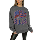 Buffalo Bills Gameday Couture Women's Oversized Long Weekend Premium Fleece Drop Shoulder Pullover Sweatshirt - Charcoal cheap