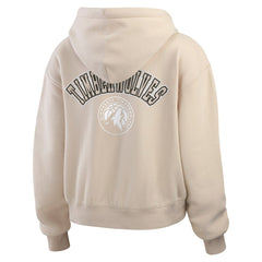 Minnesota Timberwolves WEAR by Erin Andrews Women's Tonal Felt Patch Full-Zip Hoodie - Tan sale