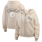 Boston Celtics WEAR by Erin Andrews Women's Plus Size Tonal Felt Patch Full-Zip Hoodie - Cream on sale