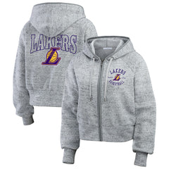 Los Angeles Lakers WEAR by Erin Andrews Women's Speckled Radiator Full-Zip Hoodie - Heather Gray on sale