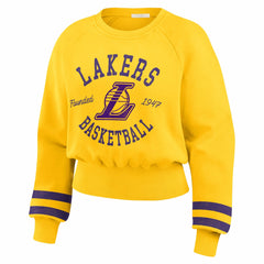Los Angeles Lakers WEAR by Erin Andrews Women's Vintage Raglan Cropped Pullover Sweatshirt - Gold cheap