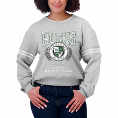 Milwaukee Bucks WEAR by Erin Andrews Women's French Terry Pullover Sweatshirt - Heather Gray online
