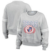 Philadelphia 76ers WEAR by Erin Andrews Women's French Terry Pullover Sweatshirt - Heather Gray on sale